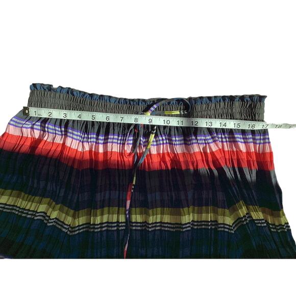 Free People Crinkle Pleat Striped High Low Multi Colored Maxi Skirt Size L - Picture 9 of 10